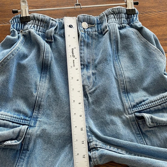 SIMPLE SOCIETY CARGO STRAIGHT SUPER HIGH RISE 5/27 BLUE ELASTIC WAISTBAND - Picture 10 of 15